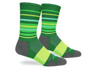 Green & Yellow Hyper Stripe Crew Runner Socks